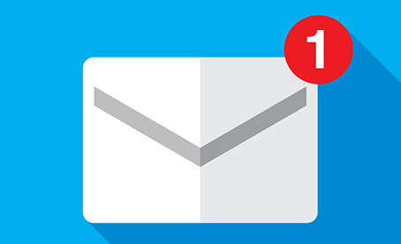 Illustration d’une enveloppe avec une notification